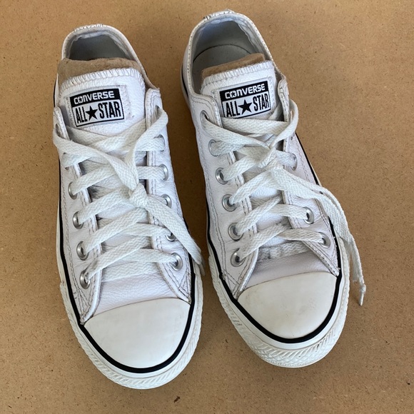 Converse Shoes - Converse White Leather All Star Sneakers. Size Womens 7/Mens 5.